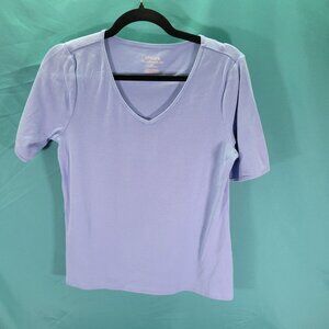 Chicos The Ultimate Tee  Size 1  100% Cotton Short Sleeve V-Neck Top  Light Blue